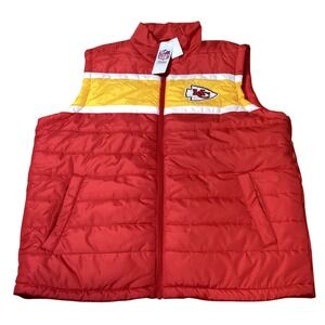 Mens NFL Kansas City Chiefs Puffer Vest Size L Red Yellow White‎ Football Team